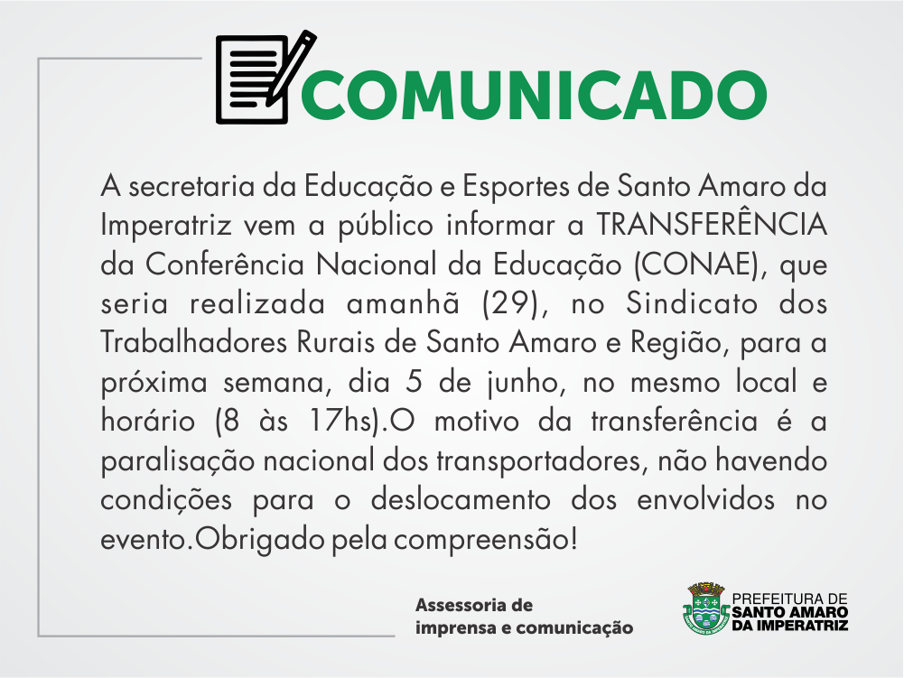 Comunicado de transferência CONAE