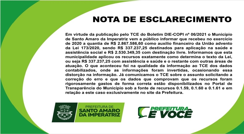 NOTA DE ESCLARECIMENTO NOTA DE ESCLARECIMENTO